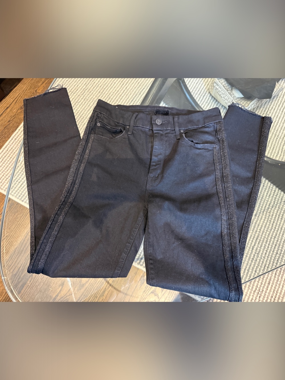 MOTHER Men’s Black Skinny Jeans with Side Trim